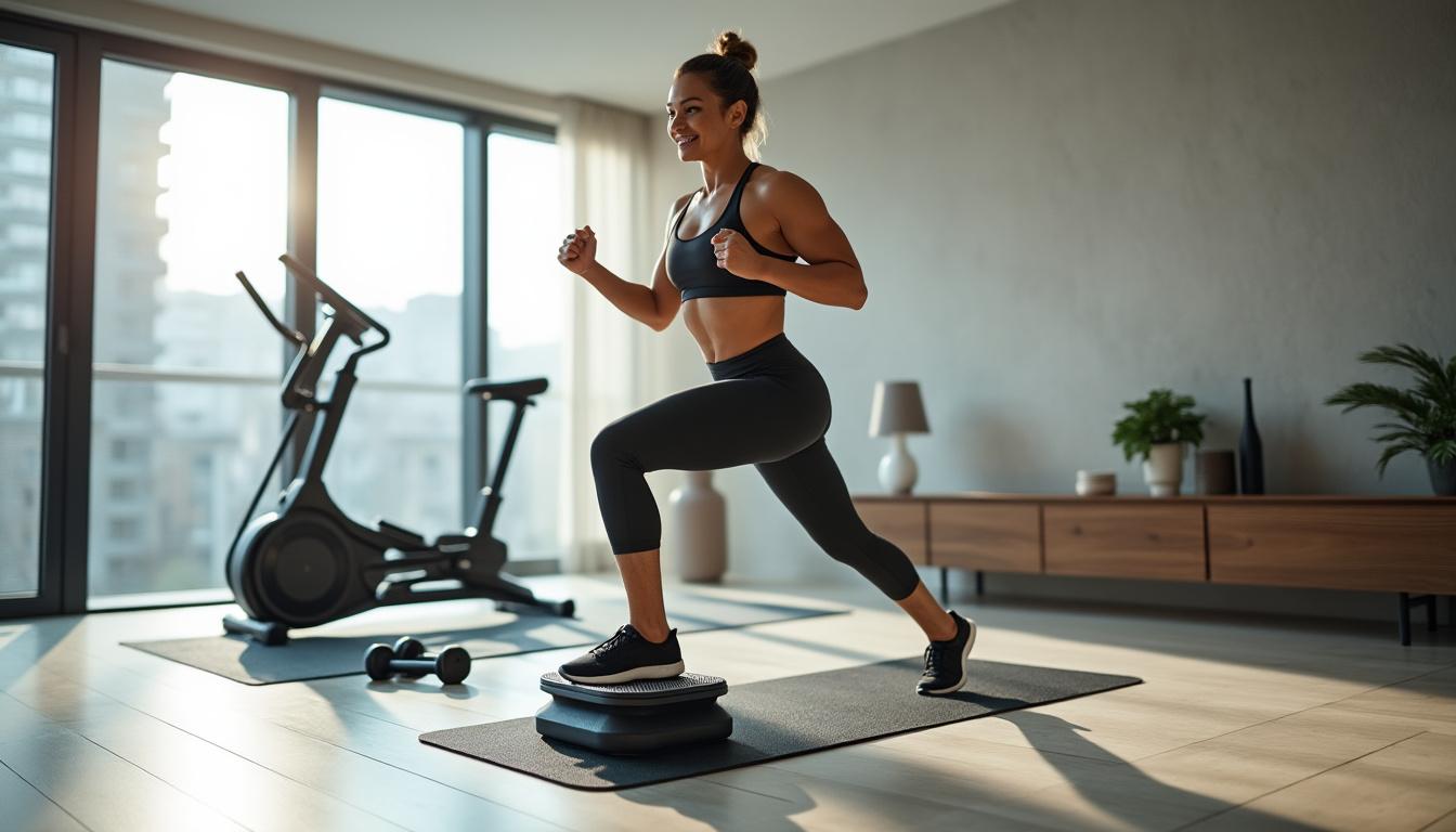 découvrez un programme efficace pour tonifier le bas du corps dans un petit appartement avec un mini stepper, des squats et des fentes. facile à suivre et sans équipement encombrant !