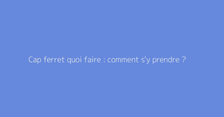 Cap ferret quoi faire : comment s'y prendre ?