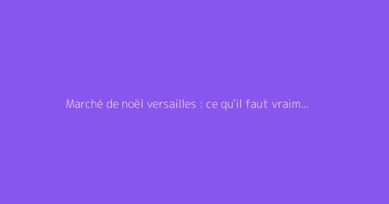Marché de noël versailles : ce qu'il faut vraiment savoir