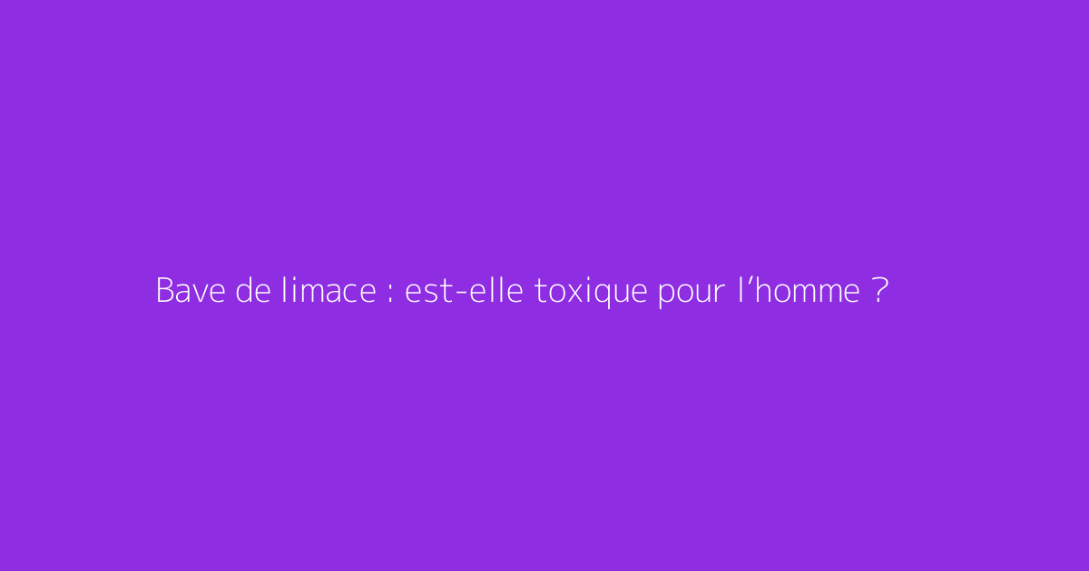 Bave de limace : est-elle toxique pour l’homme ?